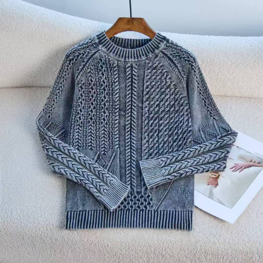 Elegant Chunky Knit Sweater with Artistic Design