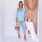 Elegant Blouse with Fine Texture and Full Button Placket