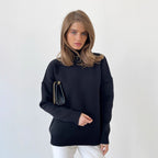 Elegant Knit Sweater with High Collar