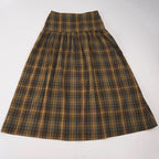 Women's Plaid Midi Skirt with High Waist and Voluminous Cut
