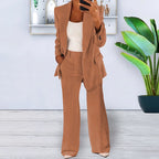 Women's Elegant and Loose Blazer Set with Wide Pants