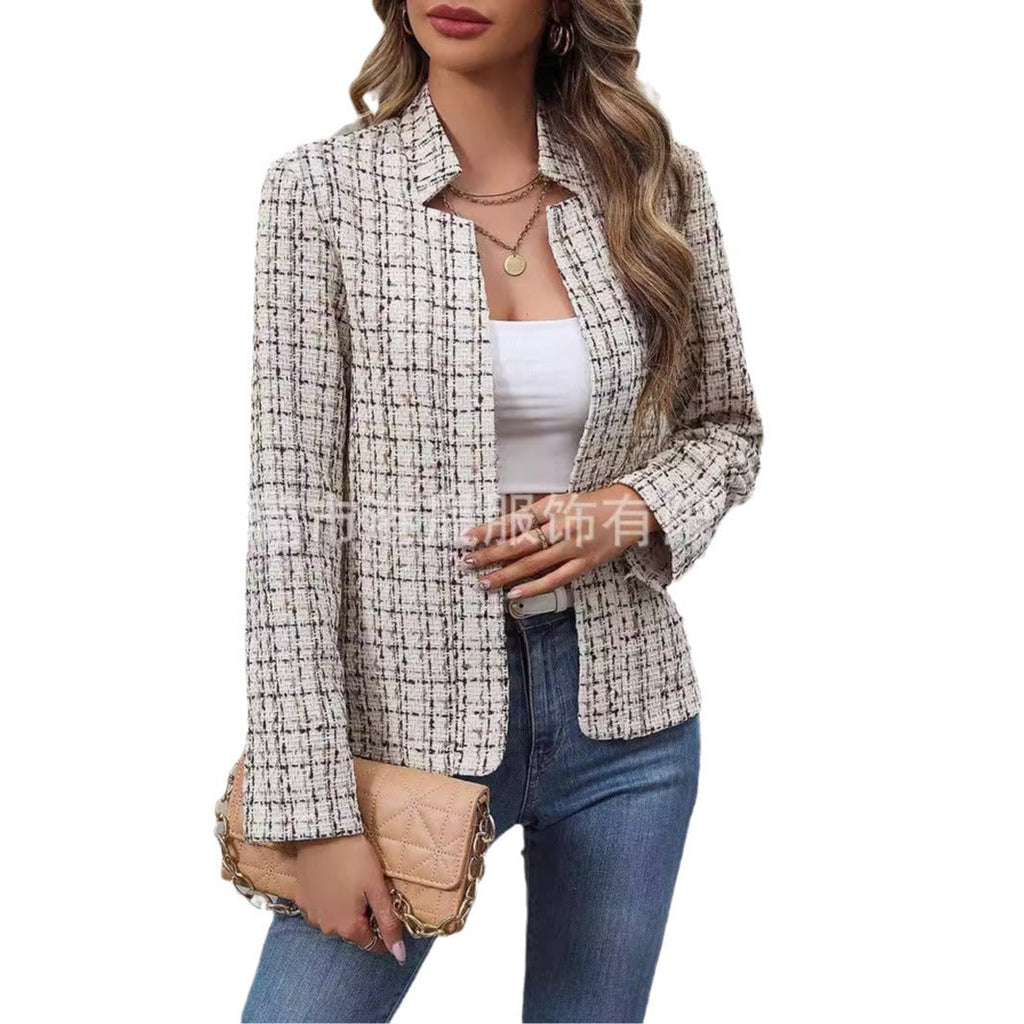 Women's Tweed Blazer with Textured Pattern