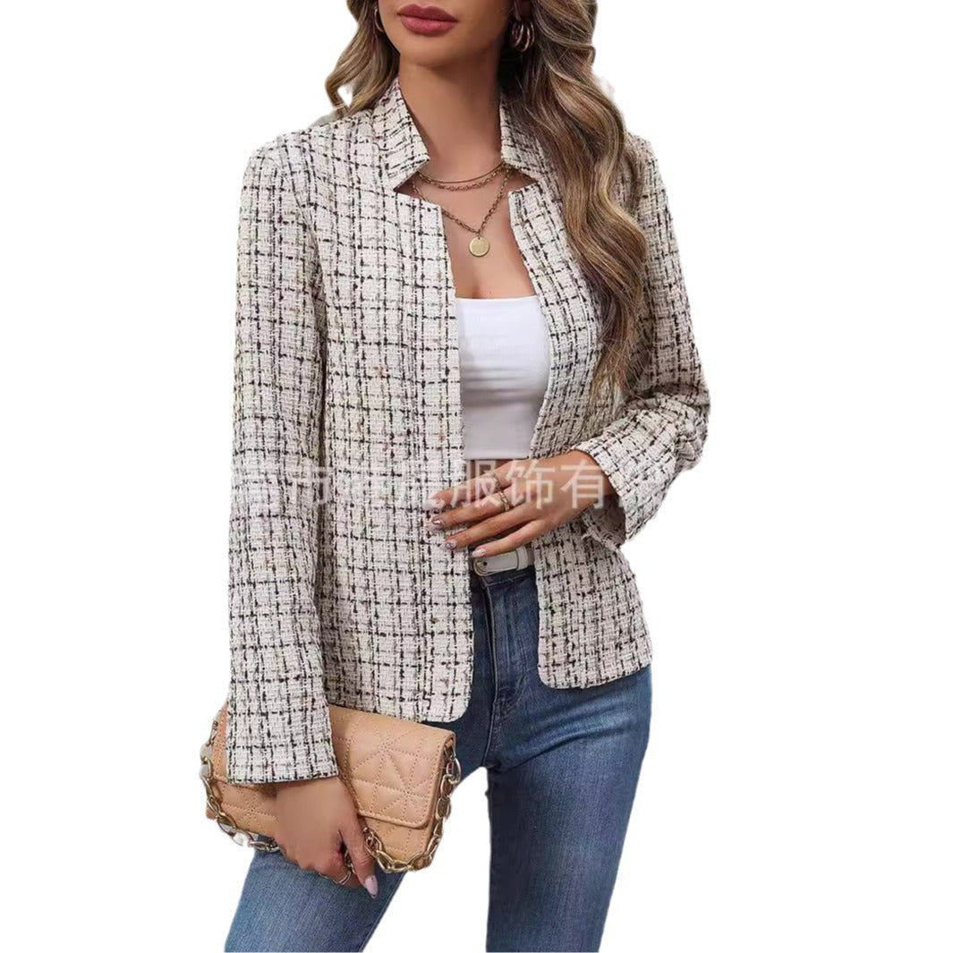 Women's Tweed Blazer with Textured Pattern