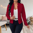 Elegant Blazer Jacket with Crochet Trim
