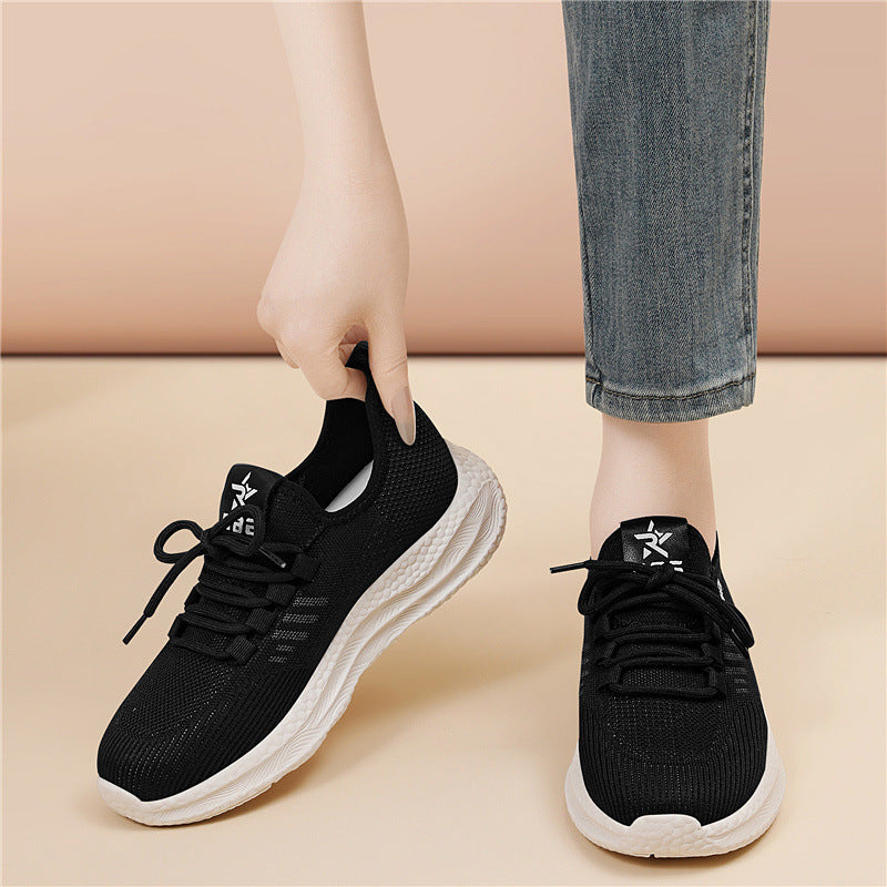 Women's Breathable Running Shoes with Shock-Absorbing Sole and Elastic Details