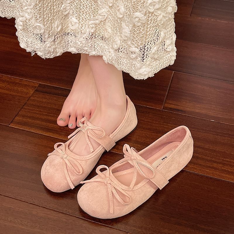 Women's Ballet Flats with Elegant Bow Detail and Cushioned Insole