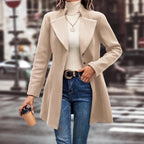 Women's Elegant Long Blazer with Modern Collar and Tailored Fit