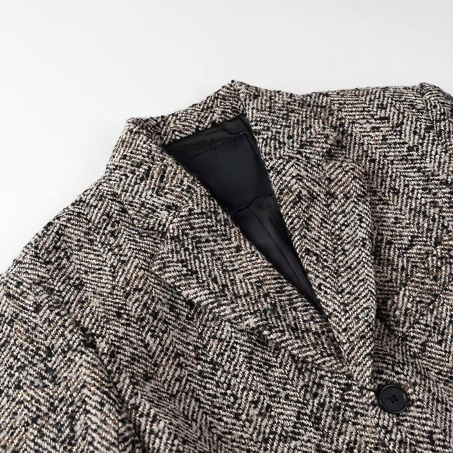 Elegant Wool Blazer Jacket with Waist Belt