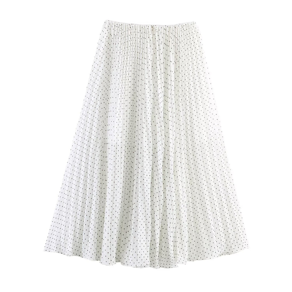 A-Line Maxi Skirt with Polka Dot Pattern