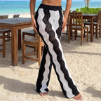 Women's Crochet Beach Pants with Wave Pattern