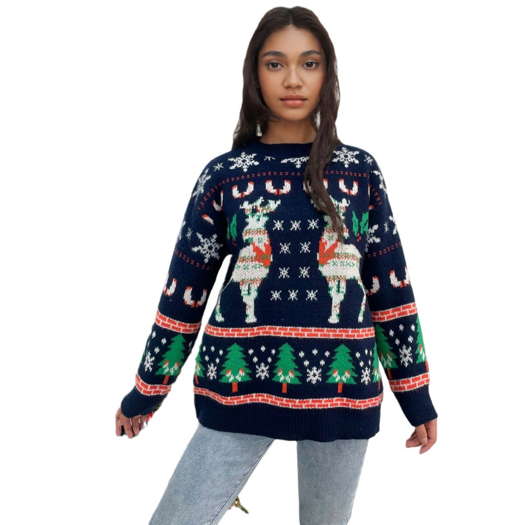 Women's Festive Knit Sweater with Holiday Motif