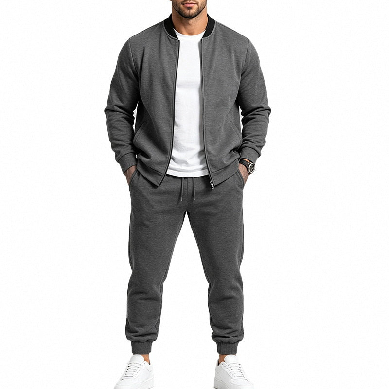 Men's Sweat Set with Bomber Jacket and Jogging Pants