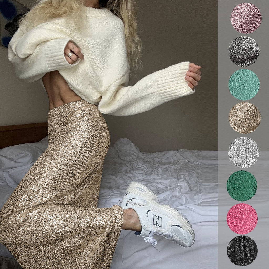 Women's Glittery Maxi Skirt with Slim Fit and High Waist