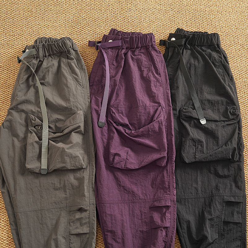 Women's Cargo Pants with Elastic Waistband and Multifunctional Pockets