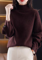 Women's Elegant Turtleneck Sweater with Button Details