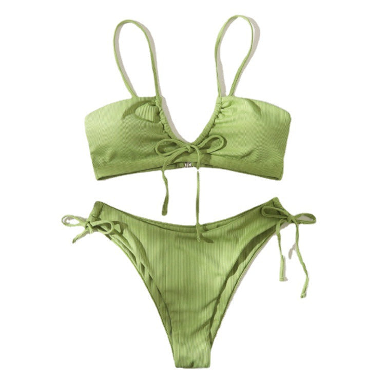 Women's Bandeau Bikini with Double Straps and Ties
