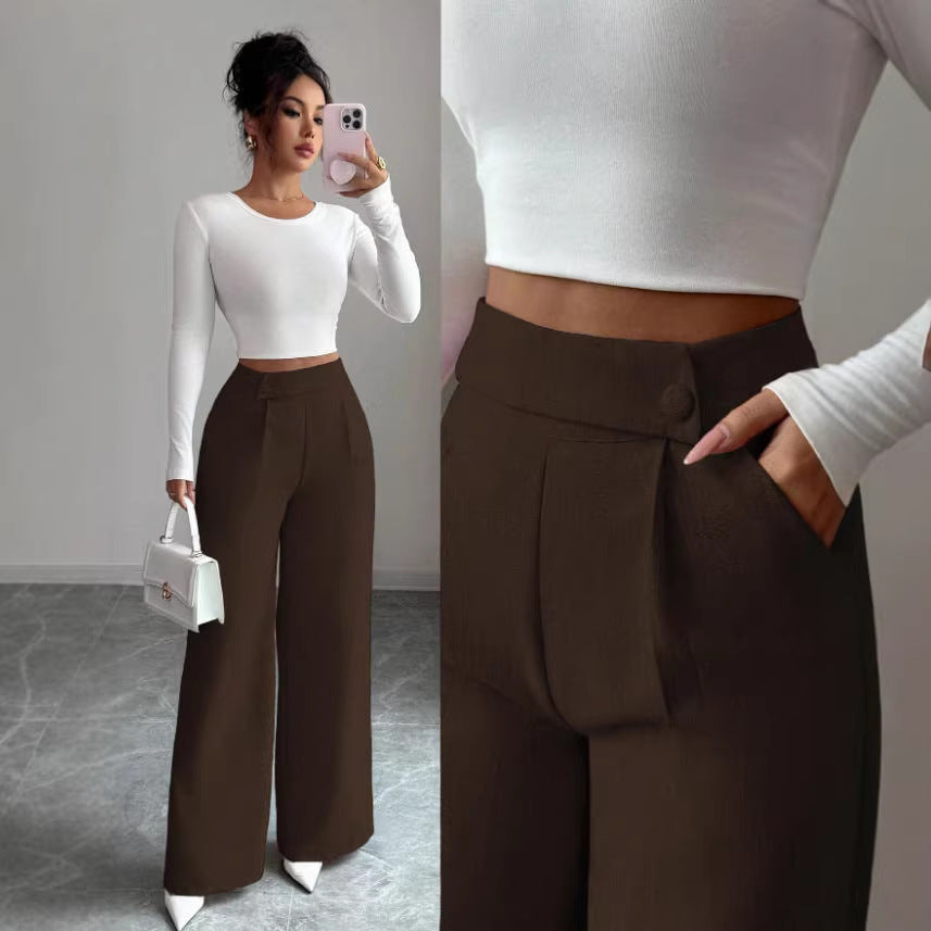 High-Waisted Elegant Soft Trousers