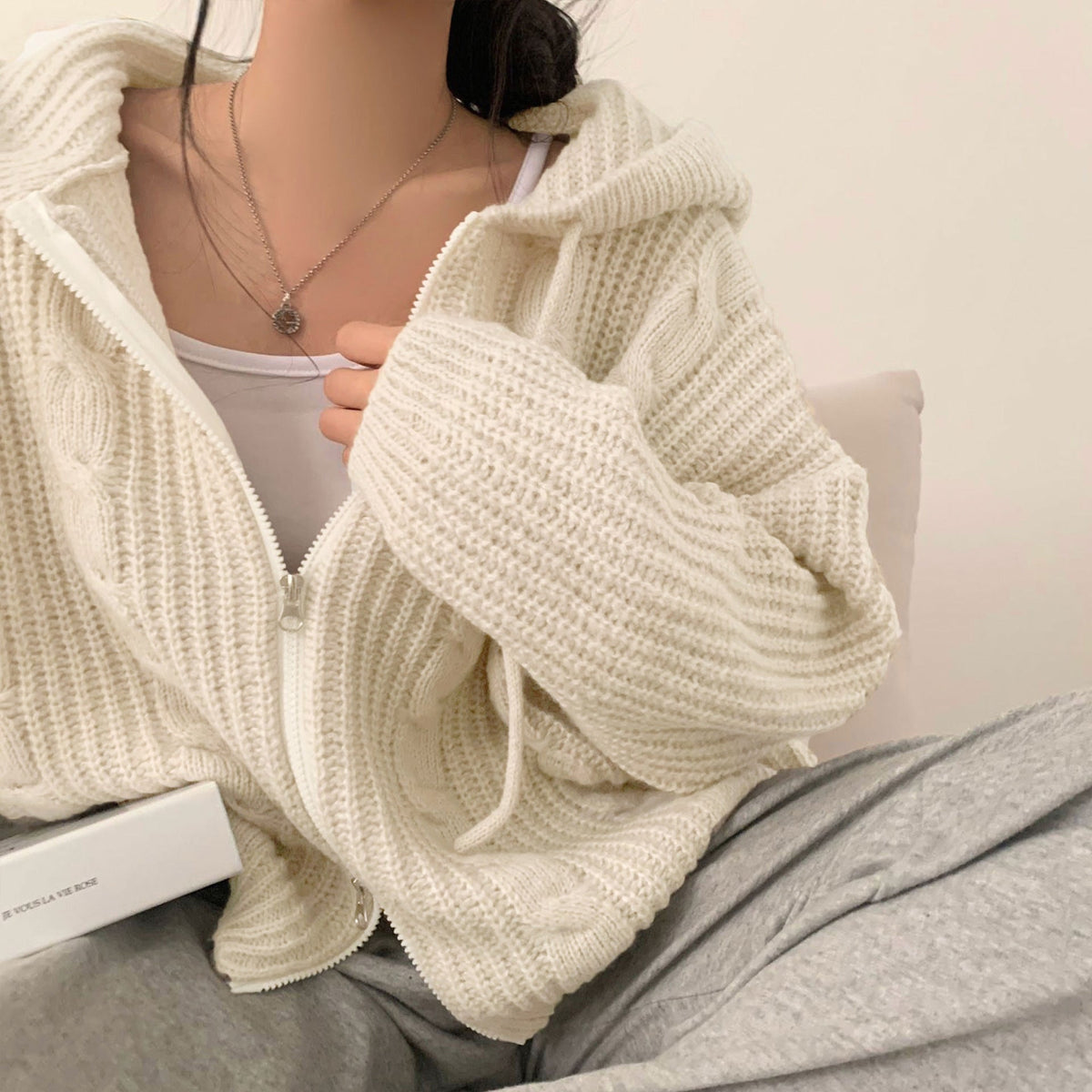 Women's Hooded Zip-Up Cardigan