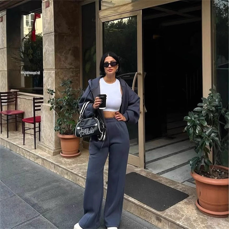 Women's Hoodie and Wide-Leg Joggers Set