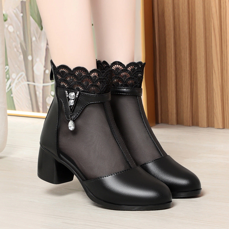 Women's Breathable Ankle Boots with Lace Trim