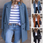 Women's Modern Oversized Coat with Double-Breasted Button Placket