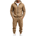 Men's Functional Cargo Sweatset with Hoodie and Multi-Pocket Jogger