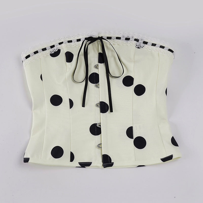 Women's Bandeau Blouse with Ruffle Details and Button Placket