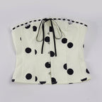 Women's Bandeau Blouse with Ruffle Details and Button Placket