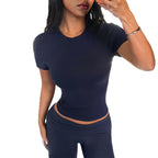 Women's Shaping Short-Sleeve Shirt in Elastic Cotton Blend