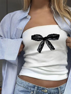 Women's Bandeau Top with Bold Statement Print