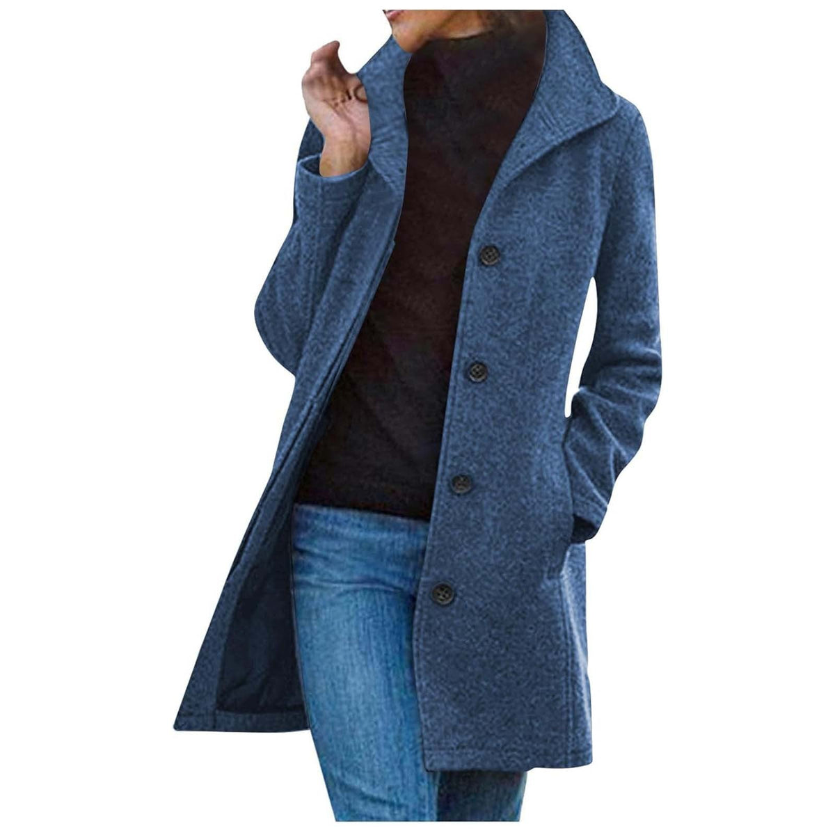 Women's Fashionable Coat with Chic Lapel and Practical Pockets