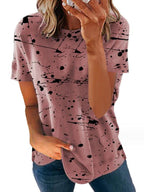 Women's Creative Short-Sleeve T-Shirt with Modern Splatter Design