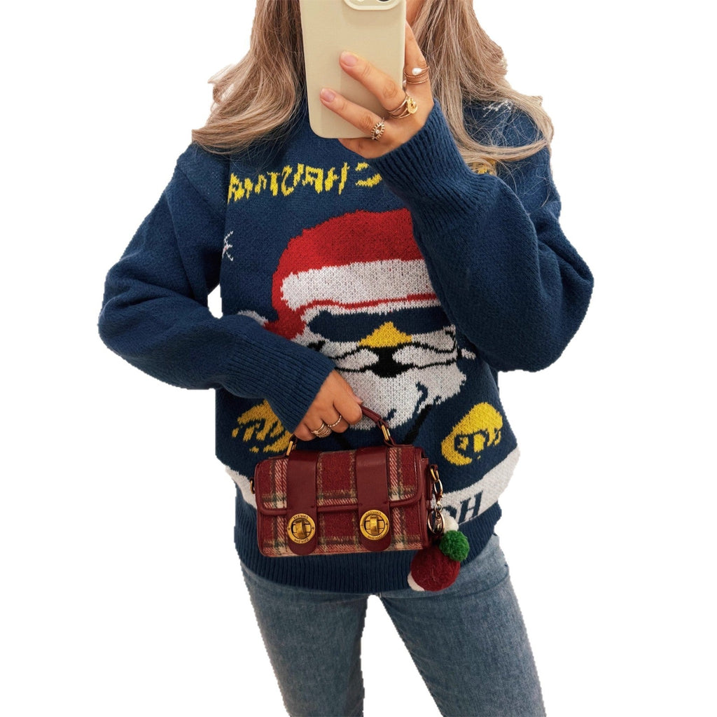 Women's Festive Knit Sweater with Holiday Motif