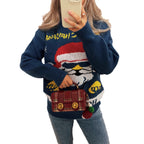 Women's Festive Knit Sweater with Holiday Motif