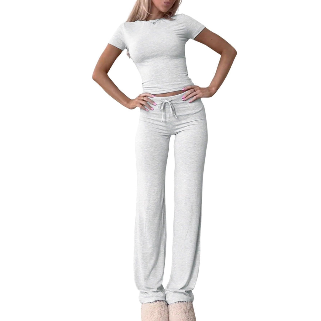Women's Casual Lounge Set with Fitted Top and Comfortable Pants