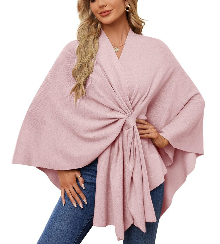 Women's Elegant Wrap Sweater with Asymmetrical Cut