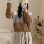 Women's Patterned Cardigan with Button Placket and Dropped Shoulders