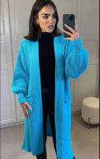 Women's Long Knit Coat with Spacious Pockets