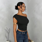 Asymmetrical Crop Top with Wave Design