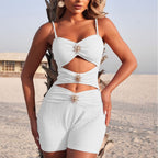 Women's Cut-Out Romper with Decorative Embellishments
