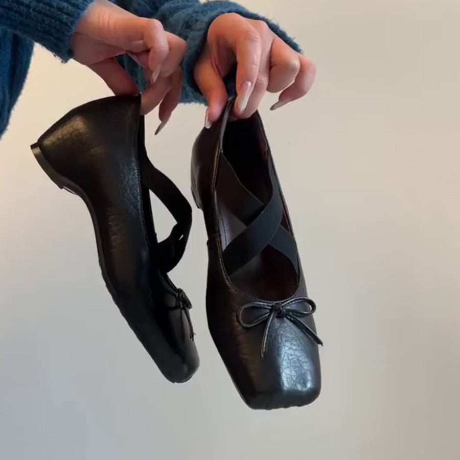 Women's Ballet Flats with Elegant Crisscross Strap and Comfortable Insole