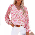 Women's Floral Blouse with V-Neck