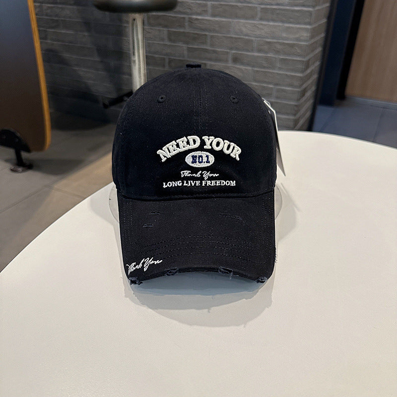 Men's Distressed Cotton Embroidered Baseball Cap