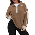Women's Fleece Pullover with Half Zipper and Contrasting Sleeves