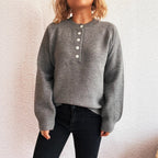Women's Cozy Knit Sweater with Button Details
