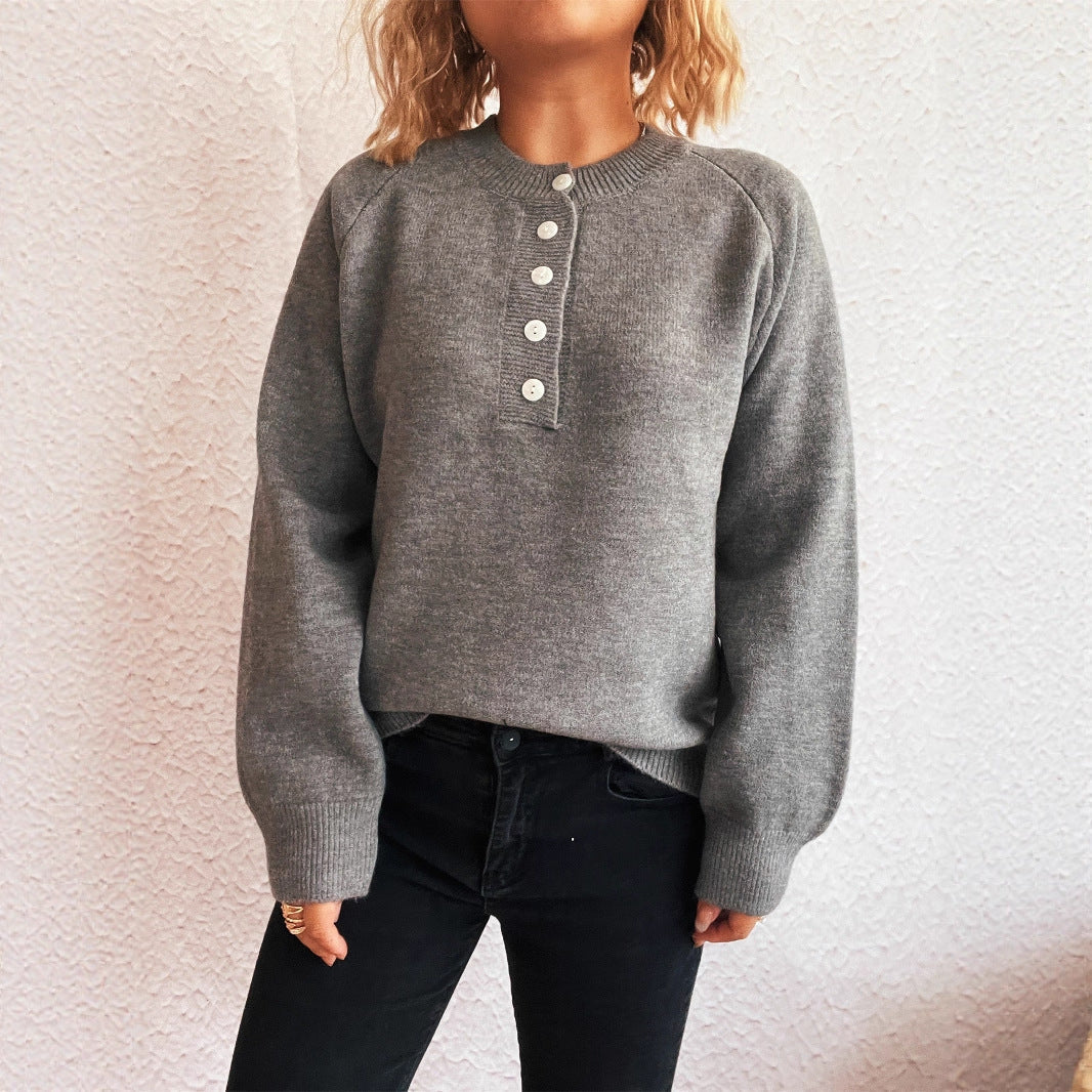 Women's Cozy Knit Sweater with Button Details