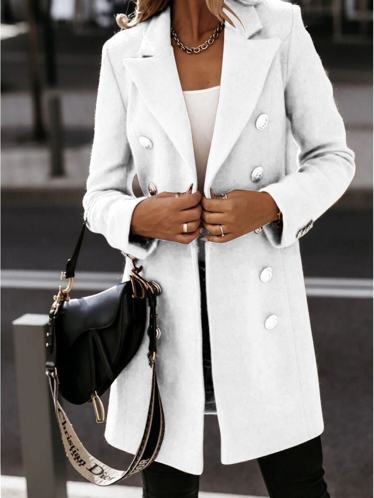 Women's Elegant Double-Breasted Wool Coat with Modern Cut
