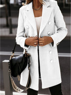Women's Elegant Double-Breasted Wool Coat with Modern Cut