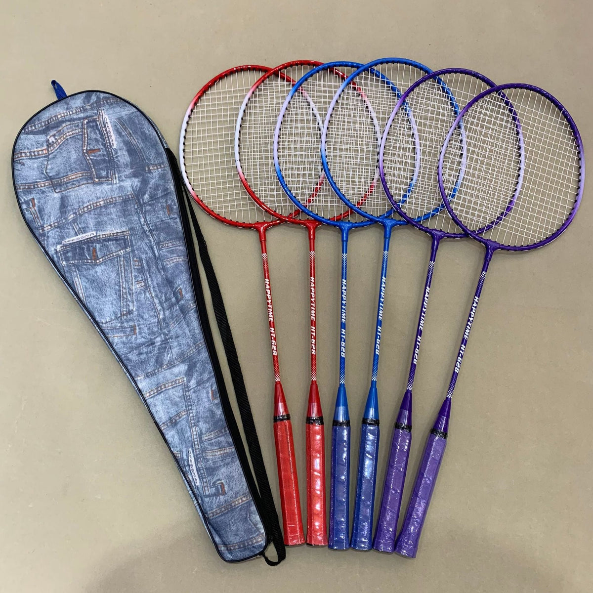 Kalsten Badminton Racket Set with Multicolored Rackets and Protective Cover