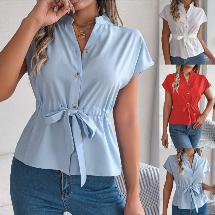 Women's Fitted Short-Sleeve Blouse